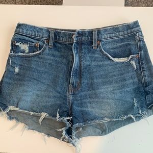 Distressed jean shorts